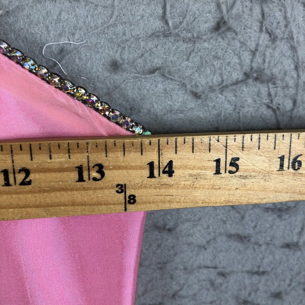 Vintage  Formal Dress Jr 3 Pink Rhinestone Prom Y2K Retro Feminine Neon Statemen - Picture 4 of 16
